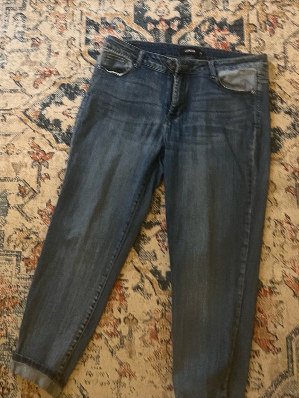 Clingers 1X Women’s Blue Jeans - with toned pocket and cuff